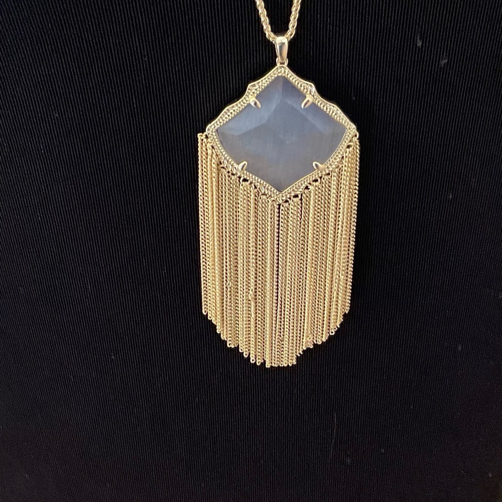 Kendra Scott Kingston Slate Cat’s Eye Necklace - NWT - Rhodium - Picture 4 of 8